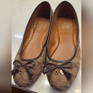 Coach Women's Brown Signature Canvas Ballet Flats Size 10